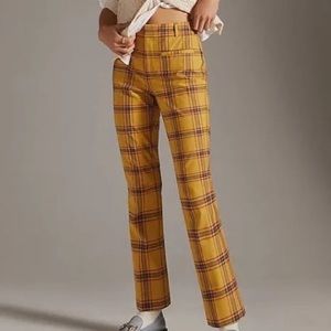 Anthropologie The Essential Slim Kick Flare Plaid Pants